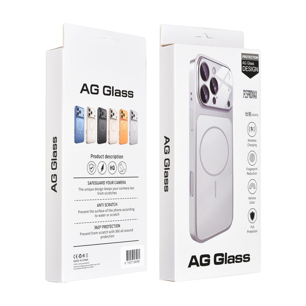 AG Matte Glass AG Matte Glass iPhone 15 Pro Max Back cover coque - Magsafe full protection cover - Argent