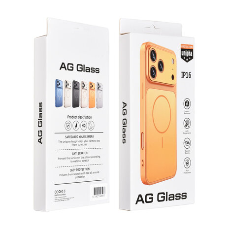 AG Matte Glass AG Matte Glass iPhone 16 Backcover hoesje - Magsafe full protection cover - Oranje