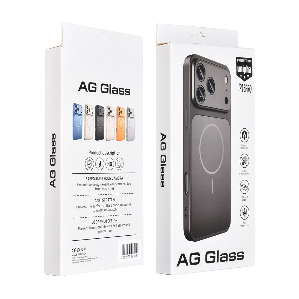 AG Matte Glass AG Matte Glass iPhone 16 Pro Back cover case - Magsafe full protection cover - Black AG Matte Glass AG Matte Glass iPhone 16 Pro Back cover case - Magsafe full protection cover - Black