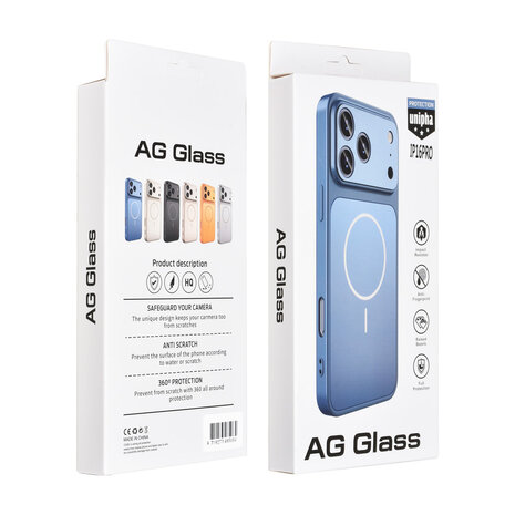 AG Matte Glass AG Matte Glass iPhone 16 Pro Backcover hoesje - Magsafe full protection cover - Blauw