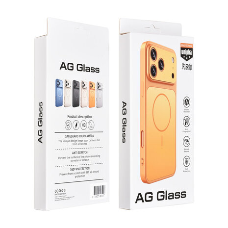AG Matte Glass AG Matte Glass iPhone 16 Pro Backcover hoesje - Magsafe full protection cover - Oranje