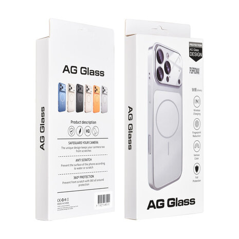 AG Matte Glass AG Matte Glass iPhone 16 Pro Max Back cover coque - Magsafe full protection cover - Argent AG Matte Glass AG Matte Glass iPhone 16 Pro Max Back cover coque - Magsafe full protection cover - Argent