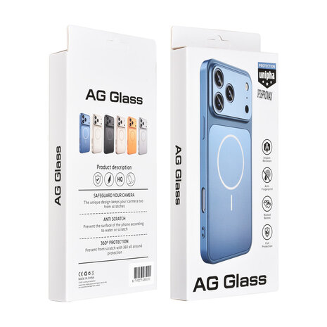 AG Matte Glass AG Matte Glass iPhone 16 Pro Max Back cover coque - Magsafe full protection cover - Bleu AG Matte Glass AG Matte Glass iPhone 16 Pro Max Back cover coque - Magsafe full protection cover - Bleu