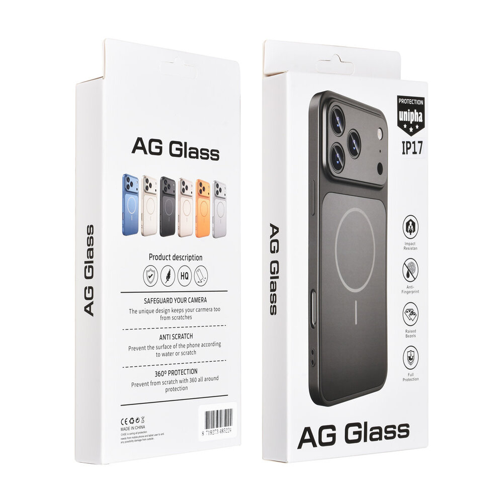 AG Matte Glass AG Matte Glass iPhone 17 Back cover case - Magsafe full protection cover - Black AG Matte Glass AG Matte Glass iPhone 17 Back cover case - Magsafe full protection cover - Black