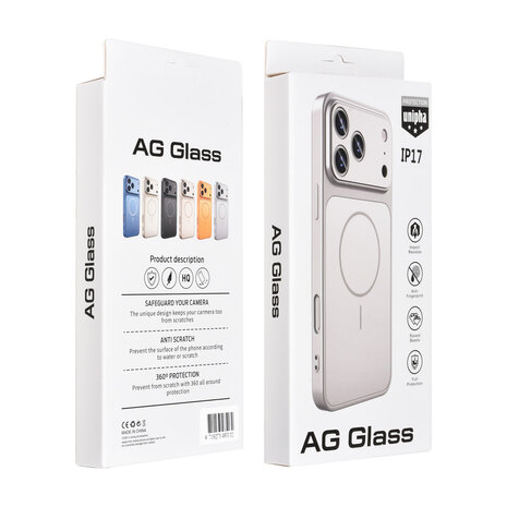 AG Matte Glass AG Matte Glass iPhone 17 Back cover case - Magsafe full protection cover - Silver