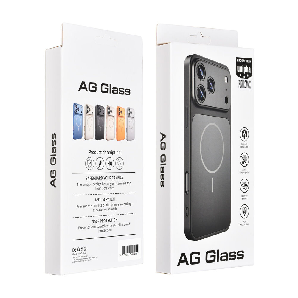 AG Matte Glass AG Matte Glass iPhone 17 Pro Max Back cover case - Magsafe full protection cover - Black AG Matte Glass AG Matte Glass iPhone 17 Pro Max Back cover case - Magsafe full protection cover - Black