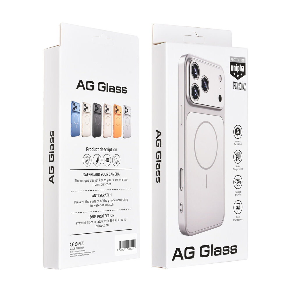 AG Matte Glass AG Matte Glass iPhone 17 Pro Max Back cover coque - Magsafe full protection cover - Argent AG Matte Glass AG Matte Glass iPhone 17 Pro Max Back cover coque - Magsafe full protection cover - Argent
