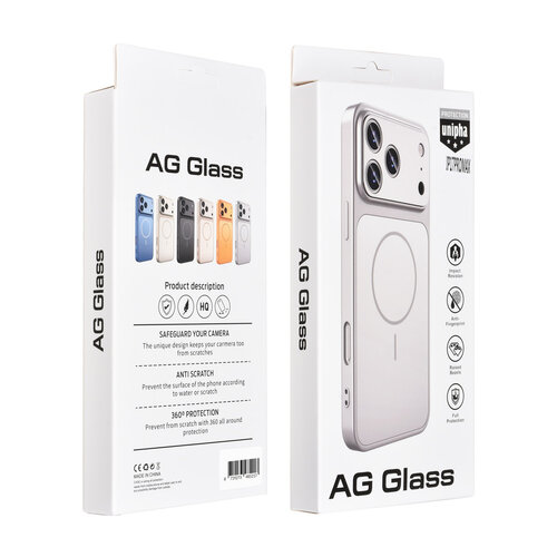 AG Matte Glass iPhone 17 Pro Max/iPhone 18 Pro Max Coque arrière MagSafe protection enveloppante - Argenté