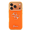 Guess Guess iPhone 17 Pro/iPhone 18 Pro Handyhülle 4G Schriftzug aus Metall Silberfarbener Rand - Orange