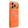 Guess Guess iPhone 17 Pro/iPhone 18 Pro Coque arrière 4G logo manuscrit métallique Bord argenté - Orange