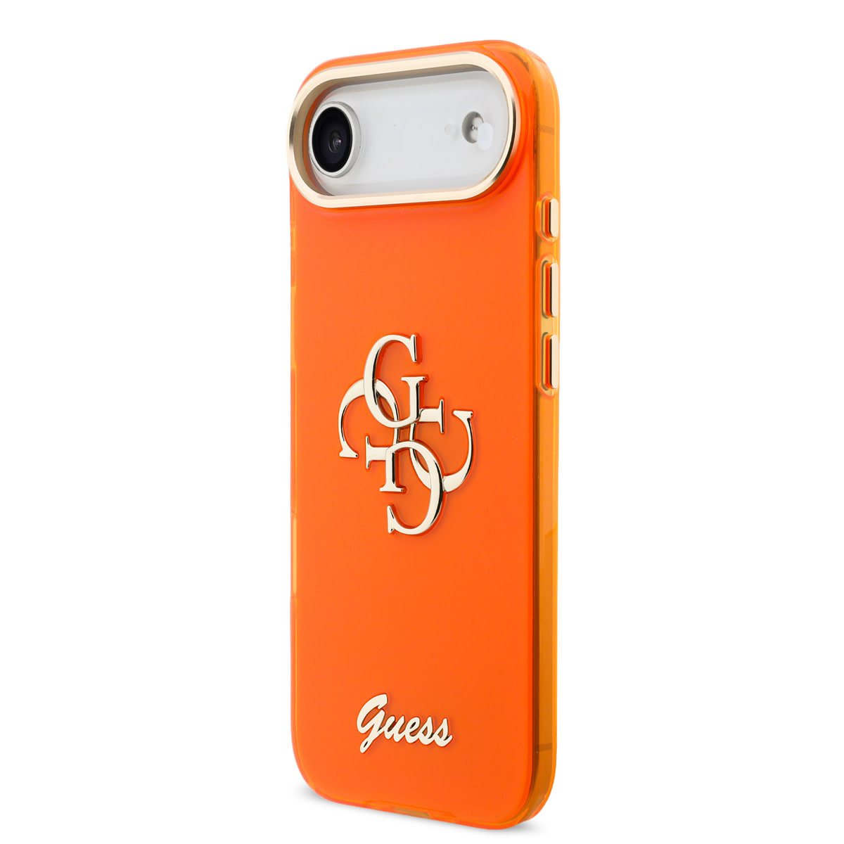 Guess Guess iPhone 17 Air Backcover hoesje - 4G Script Metal Logo - Silver Edge - Oranje, foto 2 van 6