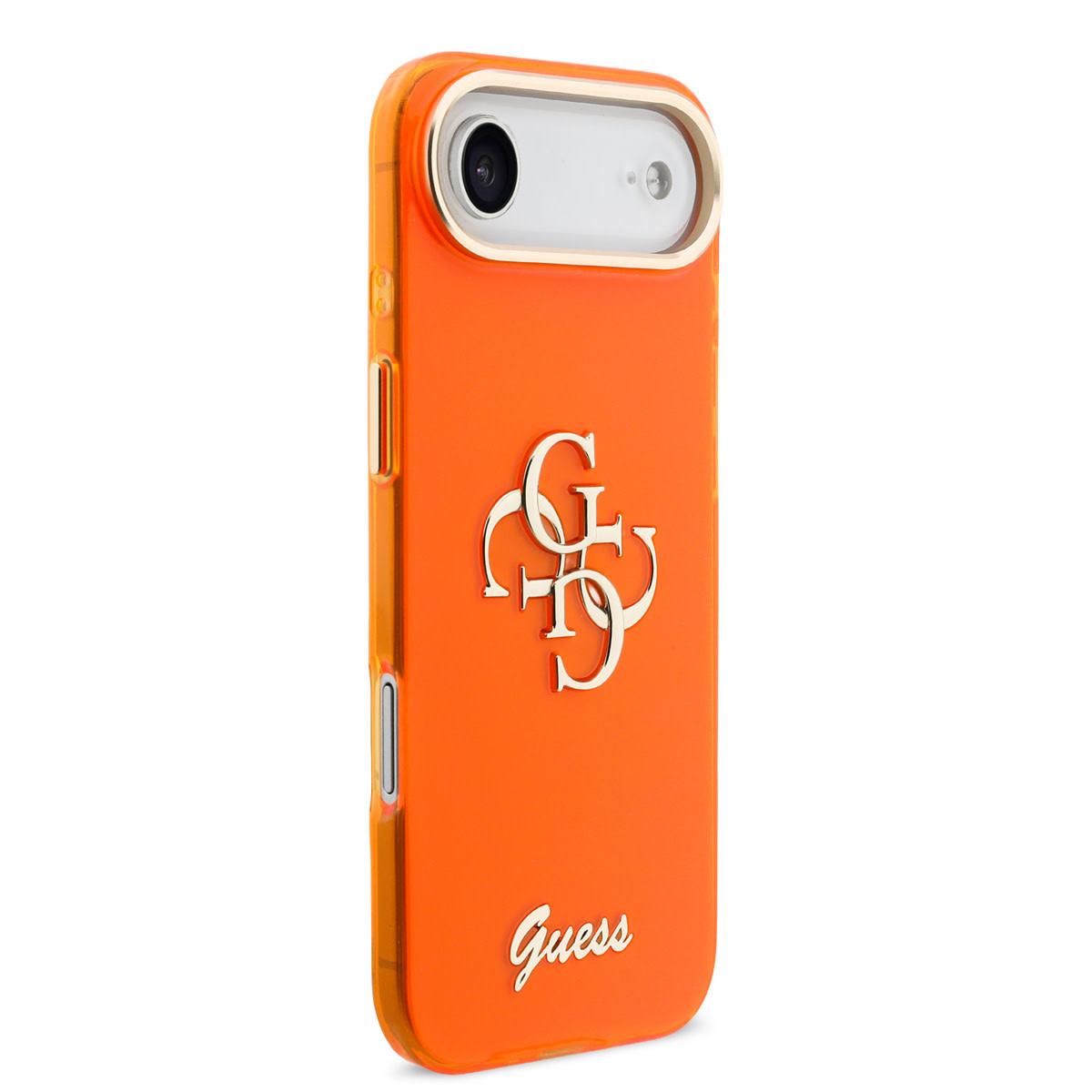 Guess Guess iPhone 17 Air Backcover hoesje - 4G Script Metal Logo - Silver Edge - Oranje, foto 4 van 6