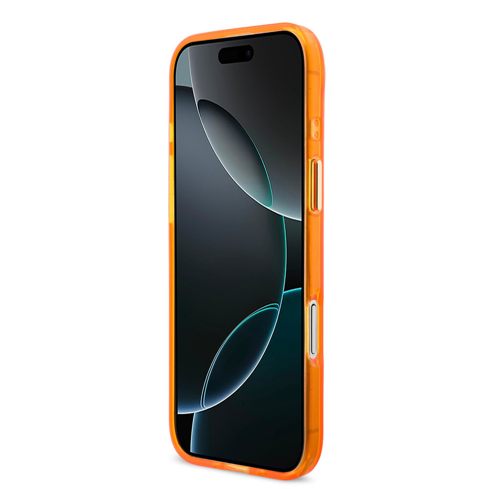 Guess Guess iPhone 17 Air Back-Cover hul - 4G Script Metal Logo - Silver Edge - Orange Guess Guess iPhone 17 Air Back-Cover hul - 4G Script Metal Logo - Silver Edge - Orange