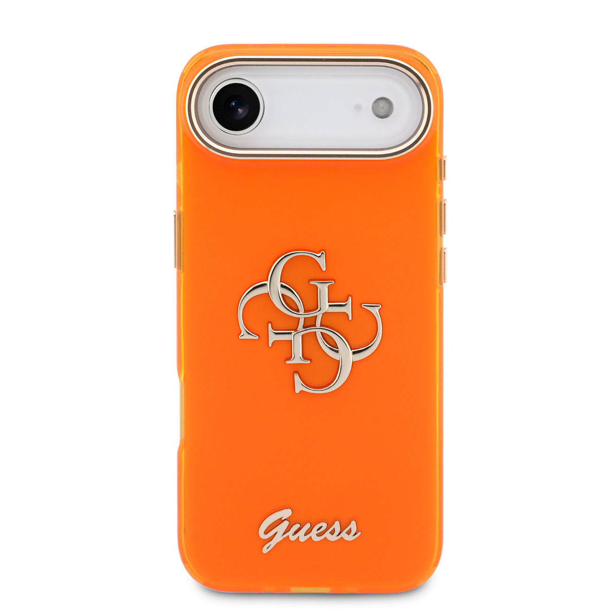 Guess Guess iPhone 17 Air Backcover hoesje - 4G Script Metal Logo - Silver Edge - Oranje, foto 3 van 6