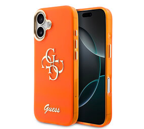 Guess Guess iPhone 17 Back cover coque - 4G Script Metal Logo - Silver Edge - Orange