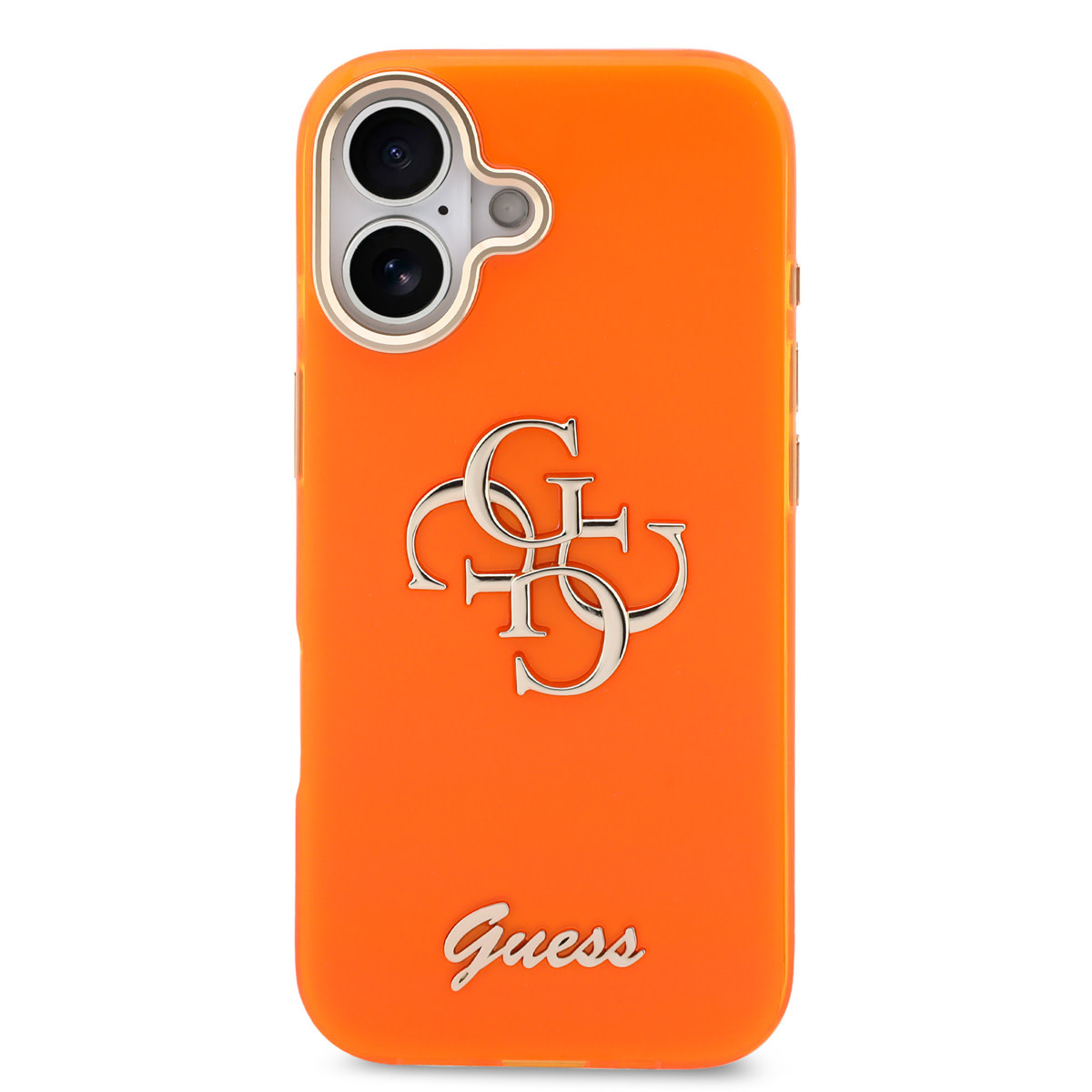 Guess Guess iPhone 17 Backcover hoesje - 4G Script Metal Logo - Silver Edge - Oranje, foto 3 van 6