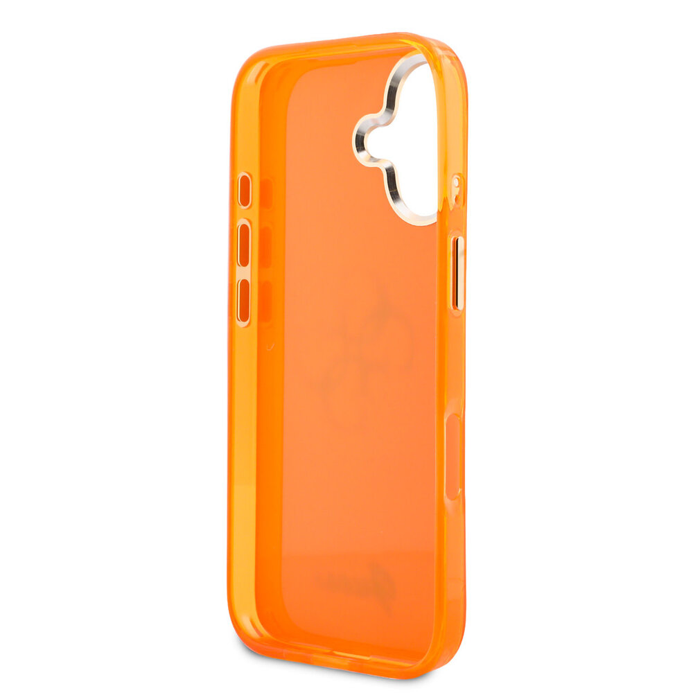 Guess Guess iPhone 17 Back cover coque - 4G Script Metal Logo - Silver Edge - Orange