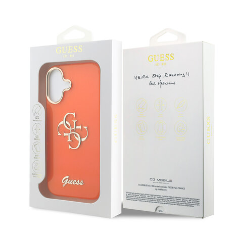 Guess Guess iPhone 17 Back cover case - 4G Script Metal Logo - Silver Edge - Orange