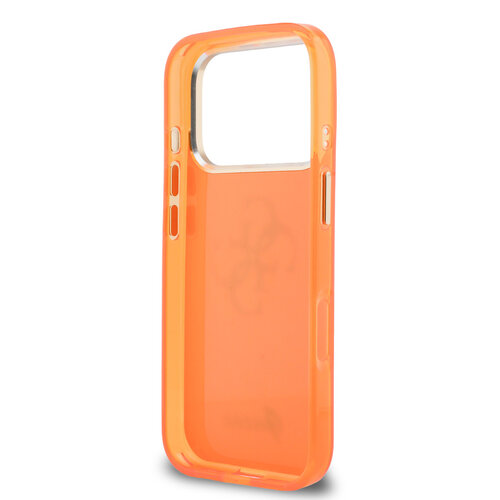 Guess Guess iPhone 17 Pro Max/iPhone 18 Pro Max Coque arrière 4G logo manuscrit métallique Bord argenté - Orange