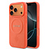 Guess iPhone 17 Pro Max Back-Cover hul - Magsafe - PU Leather Peony Hot Stamp Design - Orange