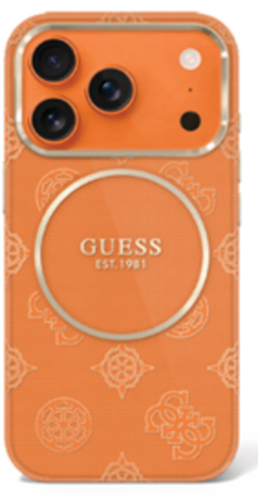 Guess Guess iPhone 17 Pro Max Back cover case - Magsafe - IML Peony Hot Stamp Design - Orange