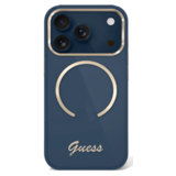 Guess Guess iPhone 17 Pro Max Back cover case - Magsafe - Metal Logo - Gold Edge - Navy Guess Guess iPhone 17 Pro Max Back cover case - Magsafe - Metal Logo - Gold Edge - Navy