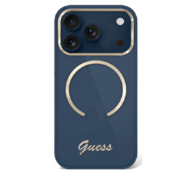 Guess Guess iPhone 17 Pro Max Back-Cover hul - Magsafe - Metal Logo - Gold Edge - Navy