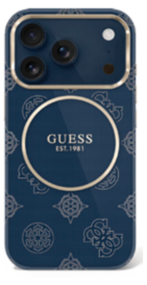 Guess Guess iPhone 17 Pro Max Back cover case - Magsafe - IML Peony Hot Stamp Design - Navy