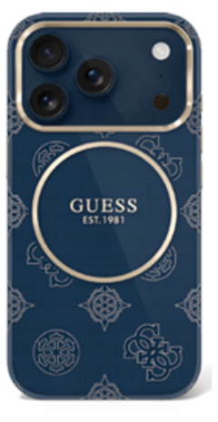 Guess Guess iPhone 17 Pro Max Back cover case - Magsafe - IML Peony Hot Stamp Design - Navy