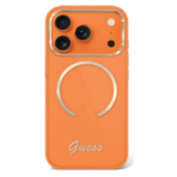 Guess Guess iPhone 17 Pro Max Backcover hoesje - Magsafe - Metal Logo - Gold Edge - Oranje