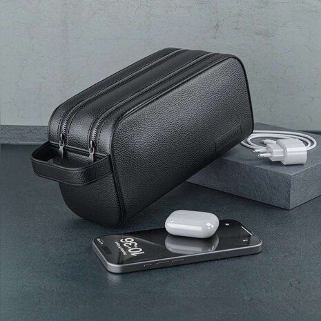 Green Lion Green Lion Coral Clutch Bag - 2 Zip - PU Leather - Black