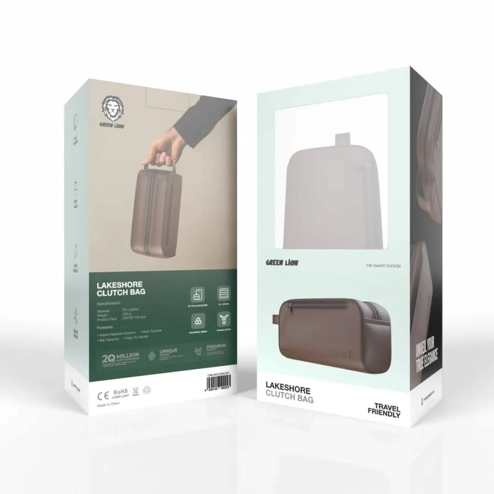 Green Lion Green Lion Lakeshore Clutch Bag - PU Leather - Brown