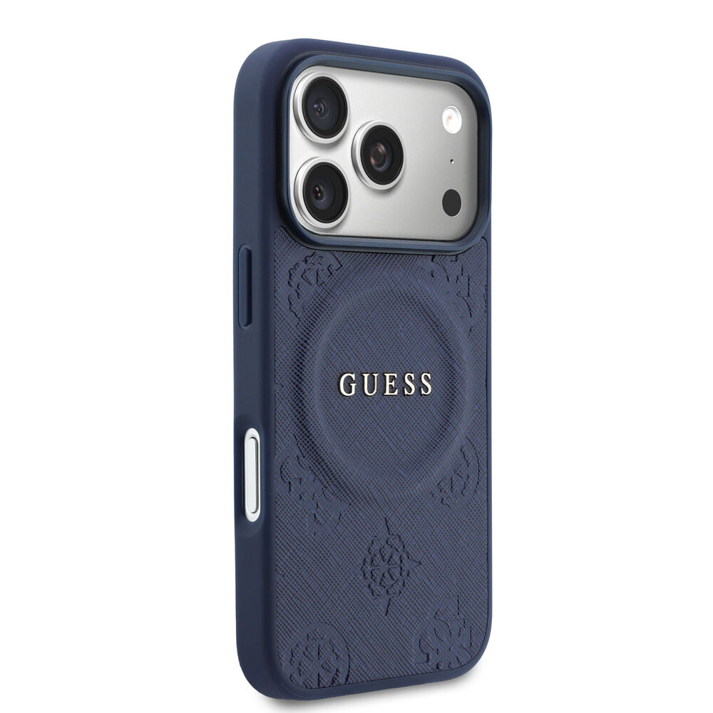 Guess Guess iPhone 17 Pro Max Backcover hoesje - Magsafe - PU Leather Peony Hot Stamp Design - Navy Guess Guess iPhone 17 Pro Max Backcover hoesje - Magsafe - PU Leather Peony Hot Stamp Design - Navy