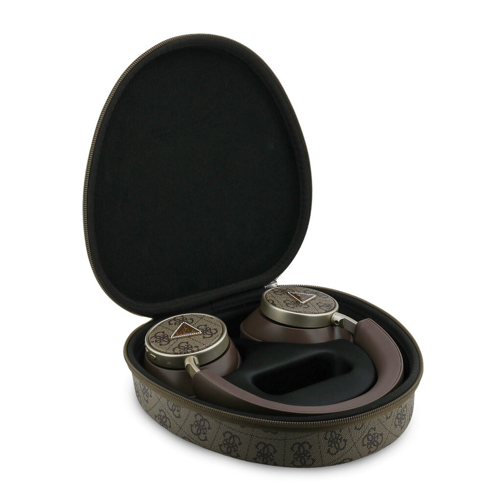 Guess Guess Bluetooth Headphones - ENC - PU Leather With Case - 4G Triangle Logo - Marron