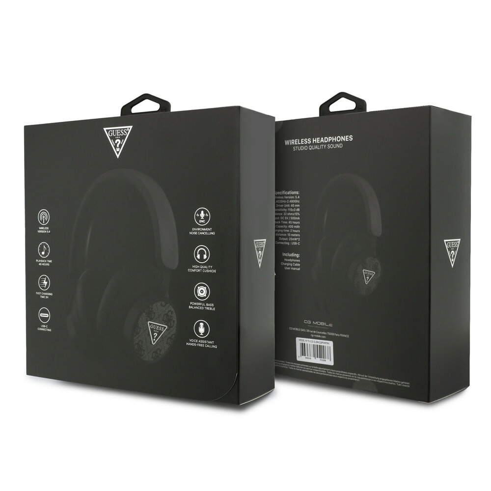 Guess Guess Bluetooth Headphones - ENC - PU Leather - 4G Triangle Logo - Noir