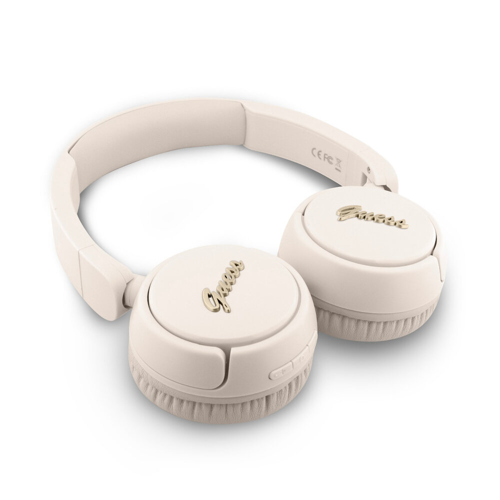 Guess Guess Bluetooth Headphones - Metal Logo Script - Beige