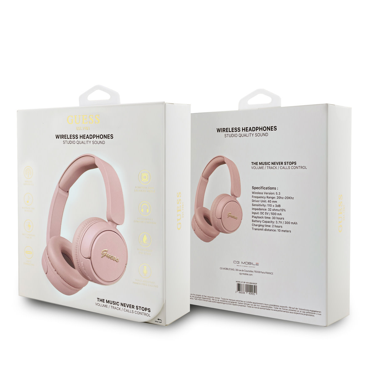 Guess Guess Bluetooth Headphones - Metal Logo Script - Roze, foto 4 van 4