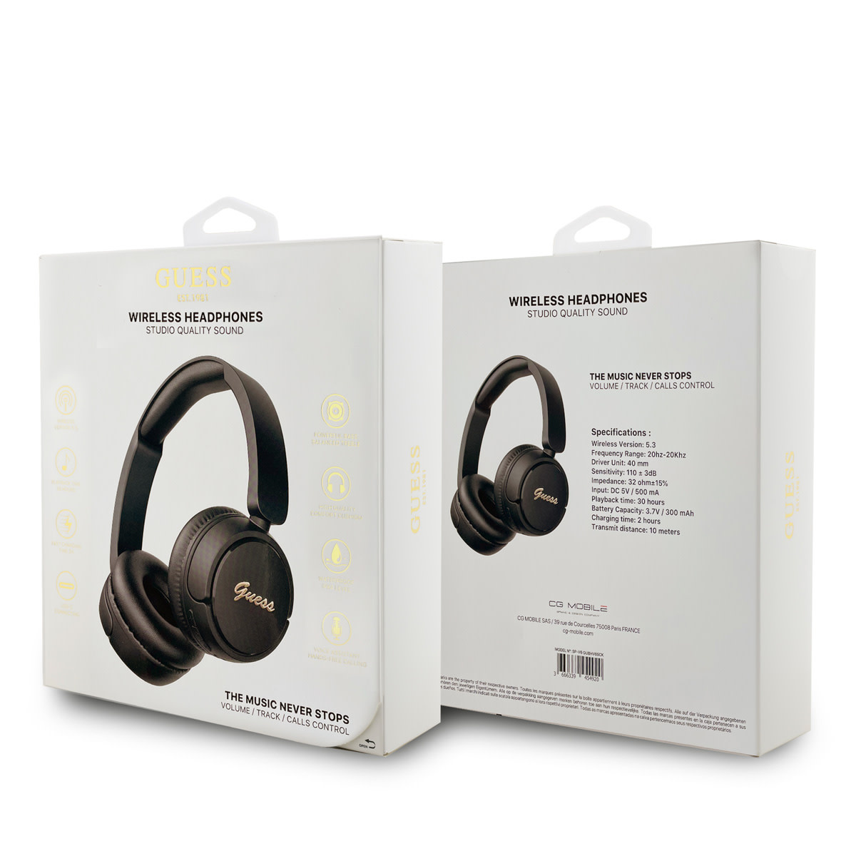 Guess Guess Bluetooth Headphones - Metal Logo Script - Zwart, foto 4 van 4
