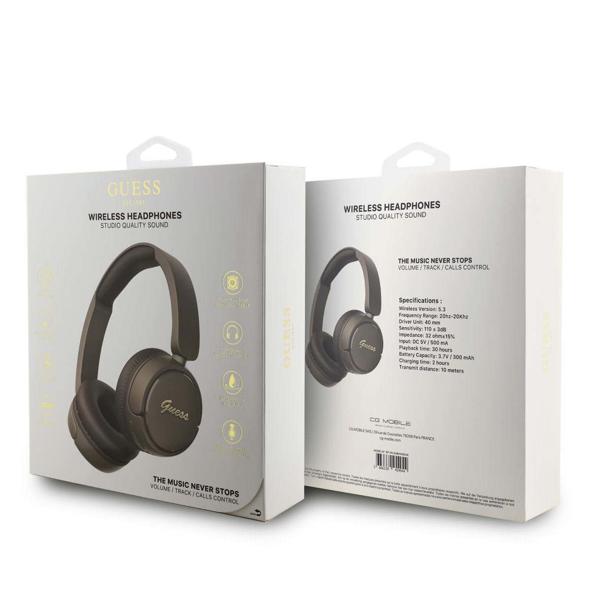 Guess Guess Bluetooth Headphones - Metal Logo Script - Bruin, foto 4 van 4