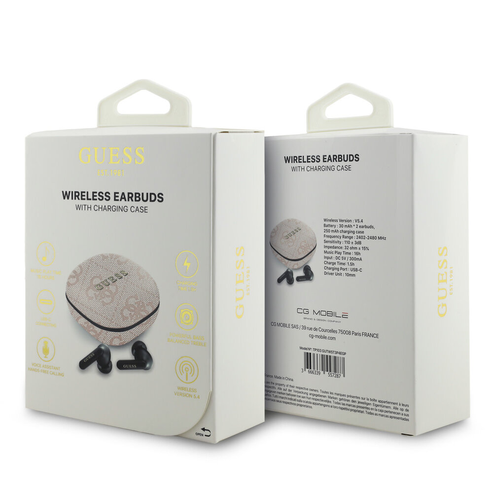 Guess Guess Bluetooth Earbuds - TWS - ENC 4G - Classic Metal Logo - Rose