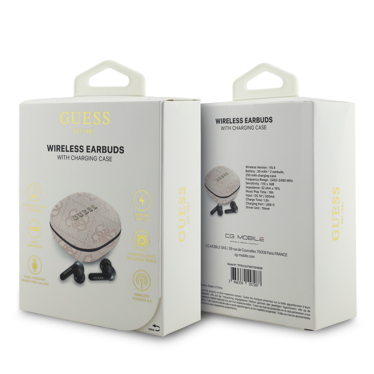 Guess Guess Bluetooth Earbuds - TWS - ENC 4G - Classic Metal Logo - Roze, foto 6 van 6