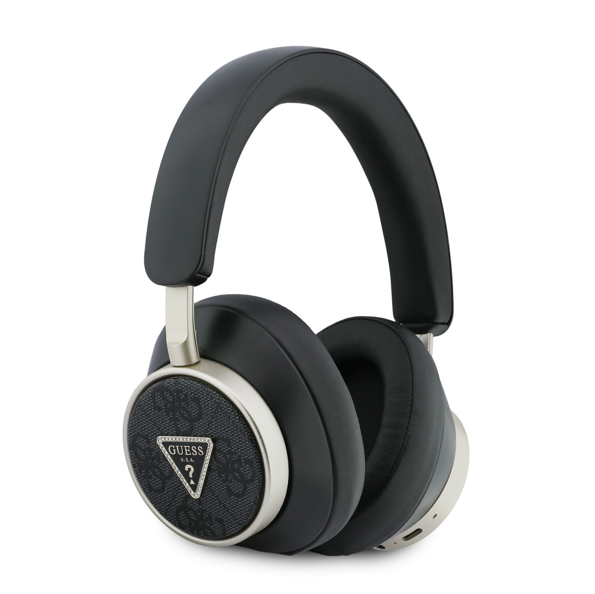 Guess Guess Bluetooth Headphones - ENC - PU Leather With Case - 4G Triangle Logo - Zwart