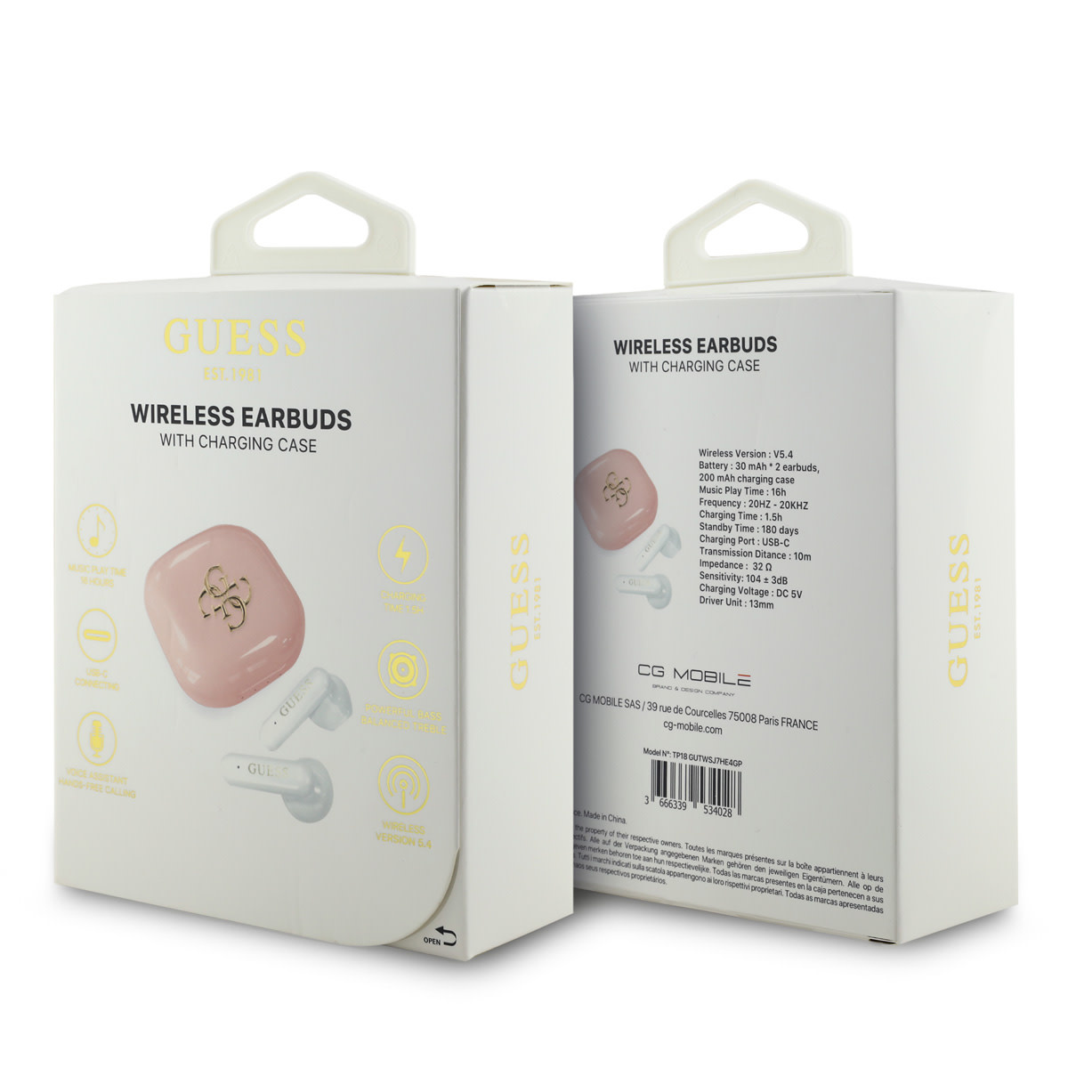 Guess Guess Bluetooth Earbuds - TWS - 4G Metal Logo - Roze, foto 6 van 6