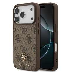 Guess iPhone 17 Pro Backcover hoesje - MagSafe - Small 4G & Classic Metal Logo - Bruin