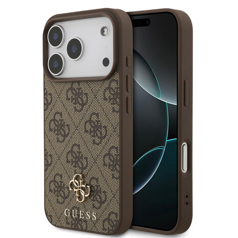 Guess Guess iPhone 17 Pro Back cover case - MagSafe - Small 4G & Classic Metal Logo - Brown