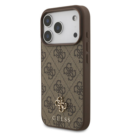 Guess Guess iPhone 17 Pro Backcover hoesje - MagSafe - Small 4G & Classic Metal Logo - Bruin
