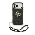 Guess Guess iPhone 17 Pro Max/iPhone 18 Pro Max Back Cover with 4G Pattern, Large Metal Logo and Pearl Strap - Black