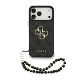 Guess Guess iPhone 17 Pro Max Back cover case - 4G With Pearl Strap - Big Metal Logo - Black Guess Guess iPhone 17 Pro Max Back cover case - 4G With Pearl Strap - Big Metal Logo - Black
