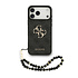 Guess iPhone 17 Pro Max Backcover hoesje - 4G With Pearl Strap - Big Metal Logo - Zwart