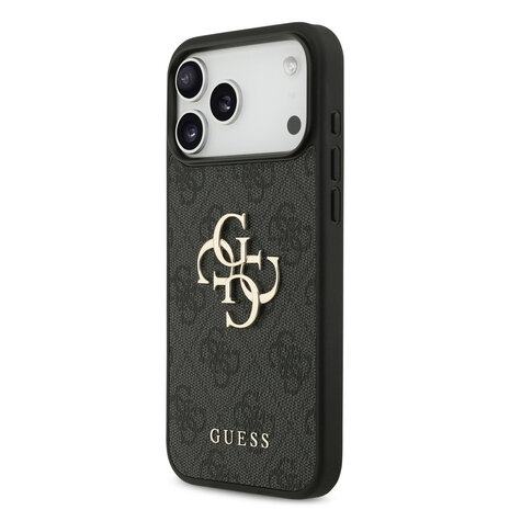 Guess Guess iPhone 17 Pro Max Back-Cover hul - 4G With Pearl Strap - Big Metal Logo - Schwarz